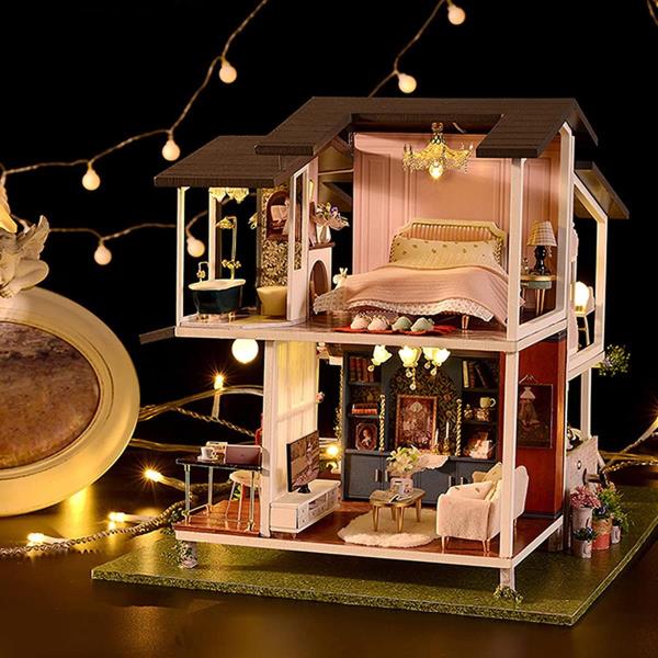 Cute Room Monet Garden 3D DIY Music Miniature Dollhouse