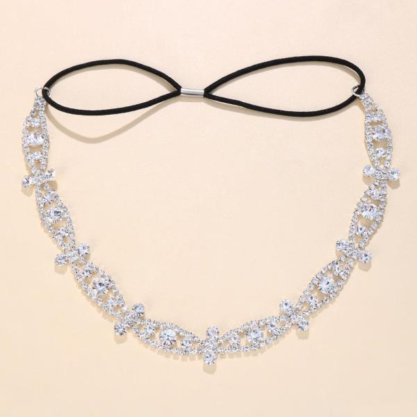 Silver Rhinestone Elastic Headband