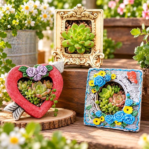 Cement Frame Stand Garden Flower Plant Succulent Small Pot