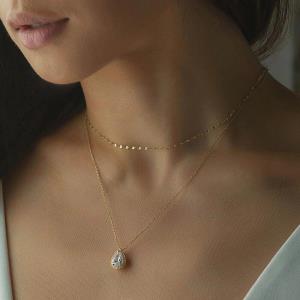 Glitter Crystal Lock Double Layer Chain Lock Necklace
