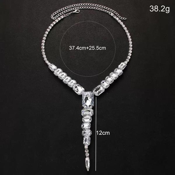 Silver Square Hollow Waterdrop Necklace