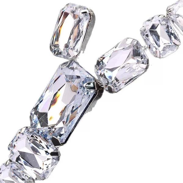 Silver Square Hollow Waterdrop Necklace