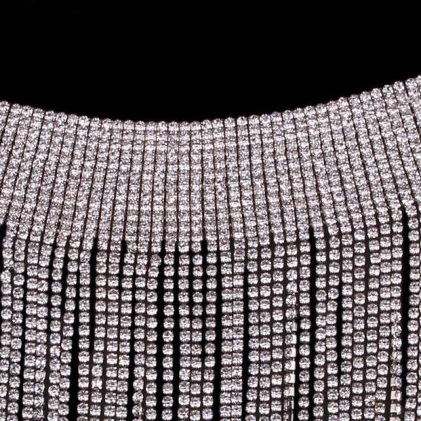 Rhinestone Multi Tassel Choker Necklace