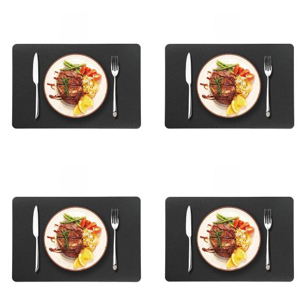 4 Faux Leather Rectangle Table Dining Placemats