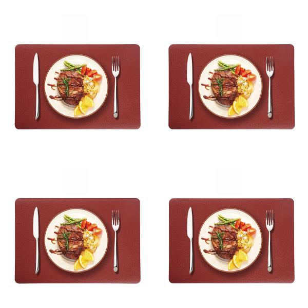 4 Faux Leather Rectangle Table Dining Placemats