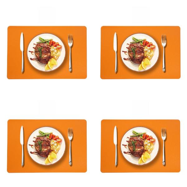 4 Faux Leather Rectangle Table Dining Placemats