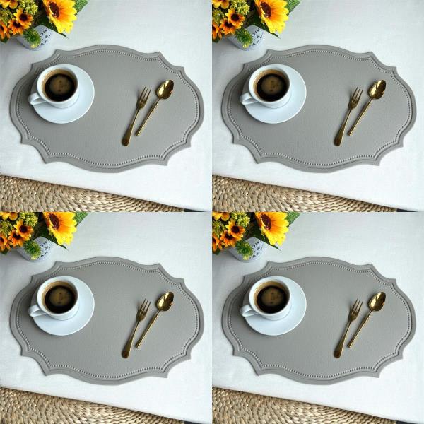 4 Retro Oval Faux Leather Table Dining Placemats