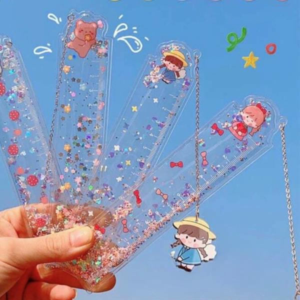 2 in 1 Quicksand Glitter Bookmark Ruler