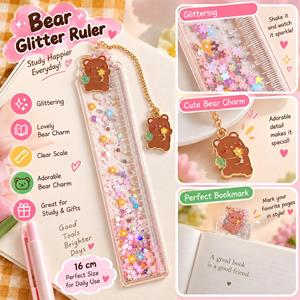 2 in 1 Quicksand Glitter Bookmark Ruler