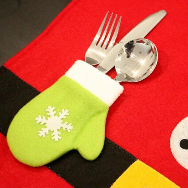 2 Pcs Christmas Red Rectangle Table Dining Cutlery Placemat