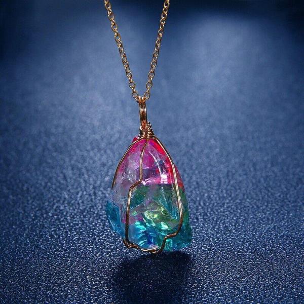 Dream Rainbow Multicolour Natural Stone Pendant Necklace