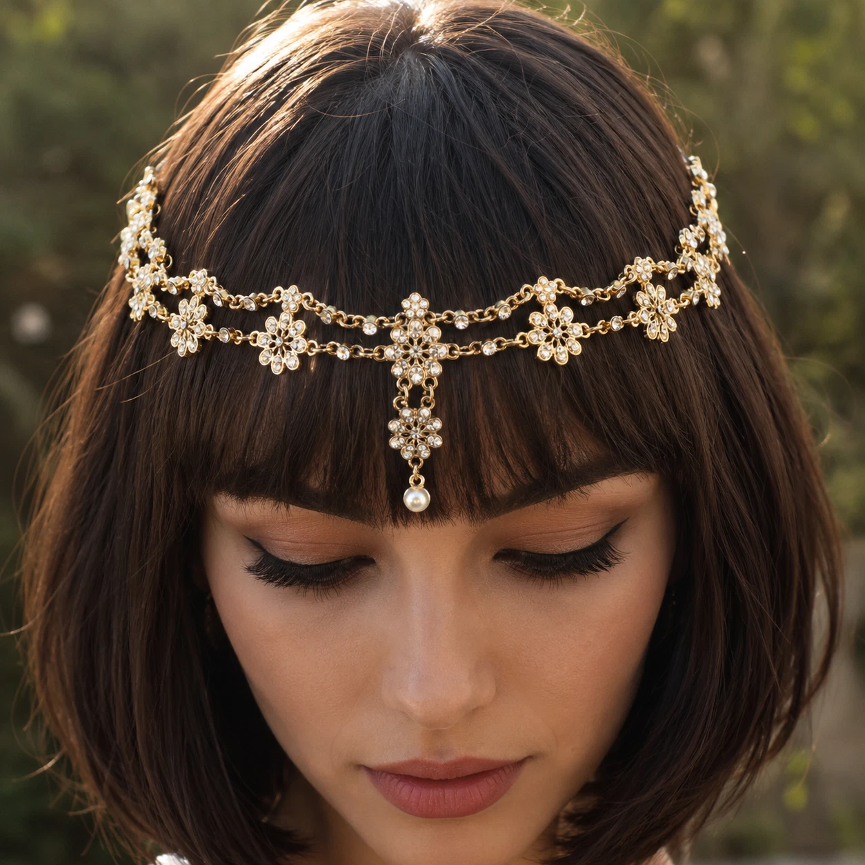 Silver Glitter Rhinestone Tassel Hair Chain