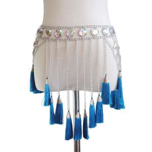 Silver Leaf Tassel Elastic Band Thigh Chain