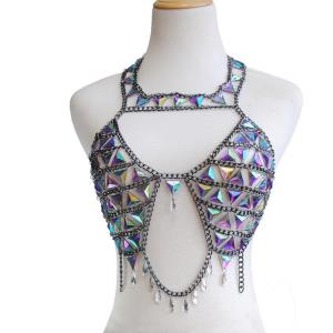 Twist Rhinestone Necklace Chest Bra Chain