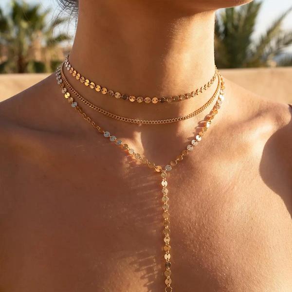 Gypsy Sequin Multi Layer Necklace Chest Body Chain