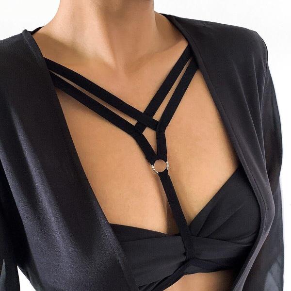 Black Elastic Chest Band Bra Belt