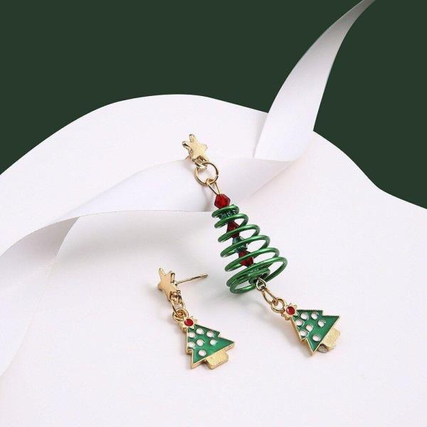 Christmas Santa Tree 3D Swirl Drop Dangle Metal Earrings
