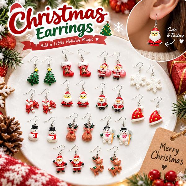 Christmas Santa Tree Snowflake Resin Earrings