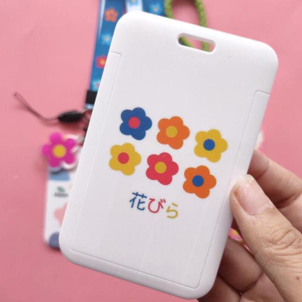 Cartoon Flower Neck Strap ID Card Badge Tag Holder