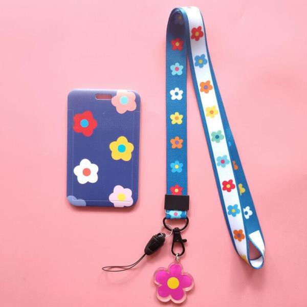 Cartoon Flower Neck Strap ID Card Badge Tag Holder