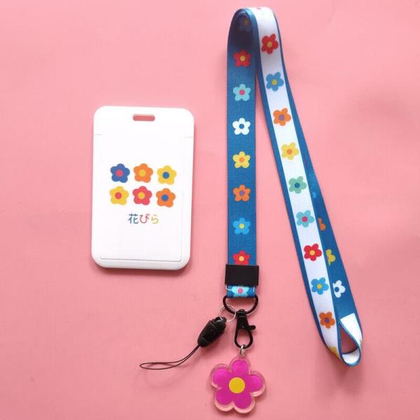 Cartoon Flower Neck Strap ID Card Badge Tag Holder