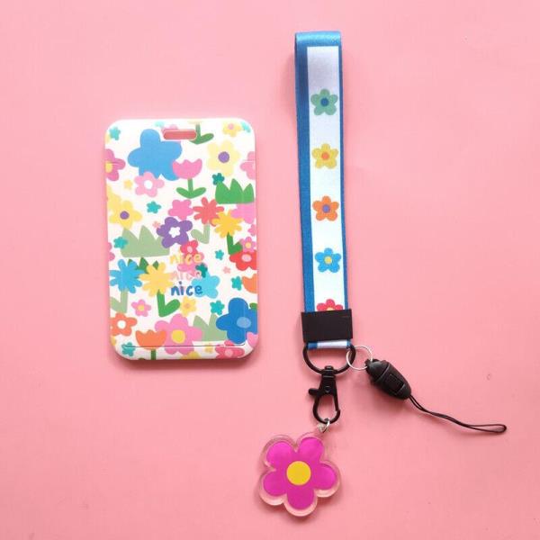 Cartoon Flower Neck Strap ID Card Badge Tag Holder