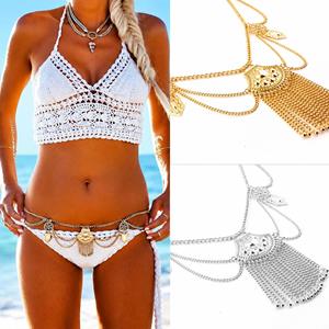 Braid Net Rhinestone Bra Chest Bikini Body Chain