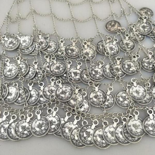 Bohemian Coin Metal Tassel Chest Body Chain
