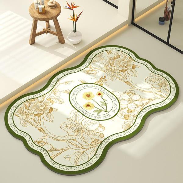 Flower Soft Diatom Mud Anti Slip Quick Drying Bathroom Mat