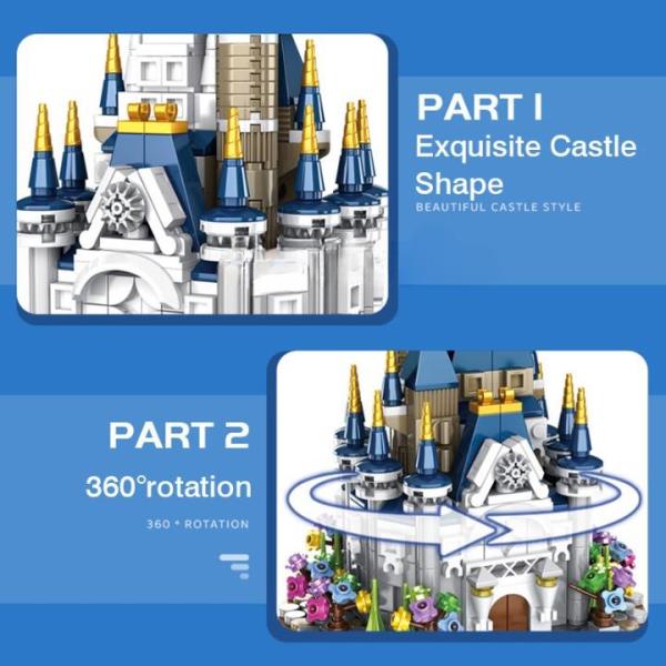 DIY Princess Castle 3D Rotating Music Miniature Dollhouse