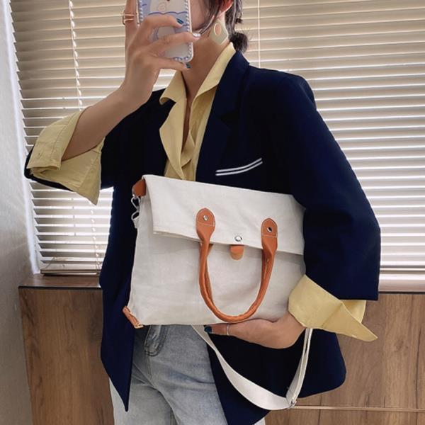 White Canvas Crossbody Handbag