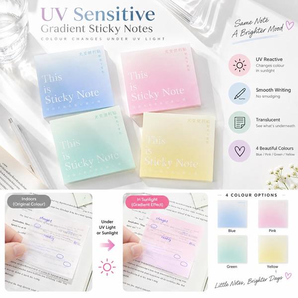 Transparent Gradient Color Memo Sticky Notes