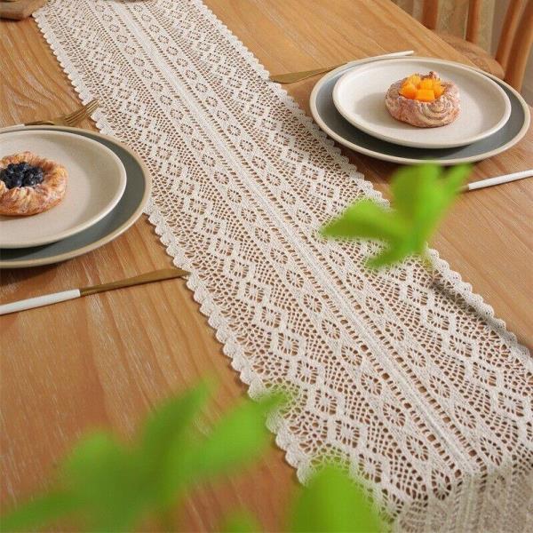 180 CM Cotton Luxury Lace Tassel Dining Cloth Table Runner