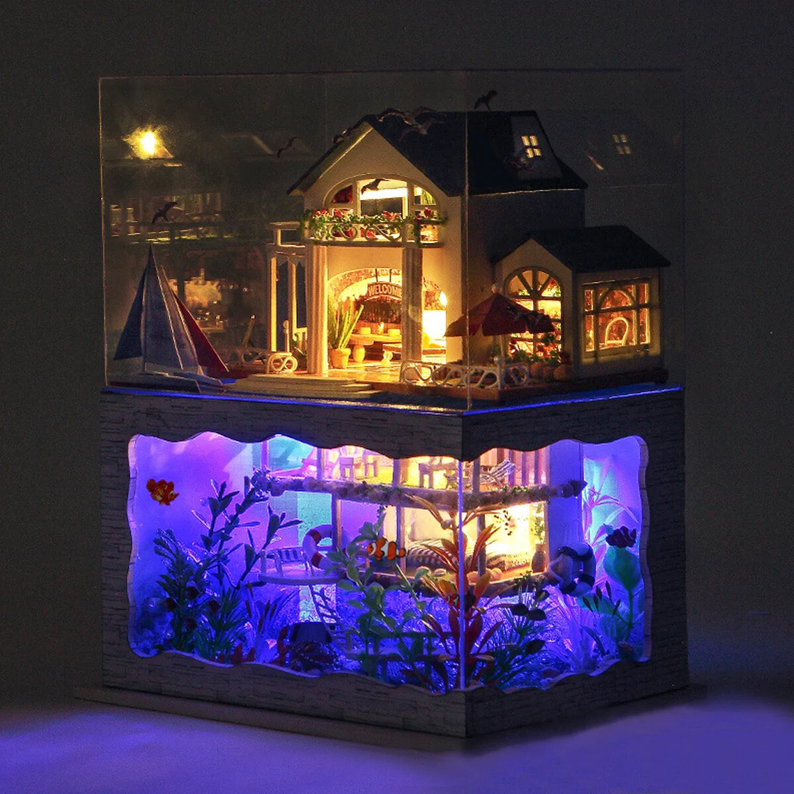 DIY Twilight Book Mall LED Handmade Miniature Dollhouse