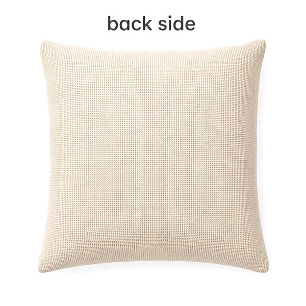2 x Woven Knit Faux Leather Square Sofa Cushion Pillow Cover