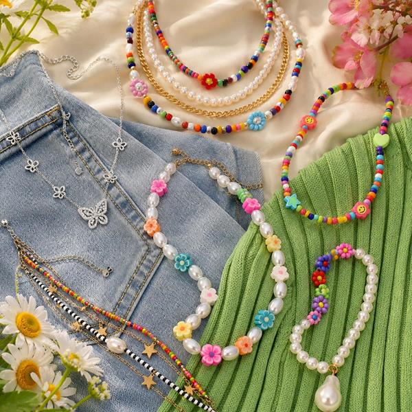 Summer Beach Multicolour Beads Pearl Necklace