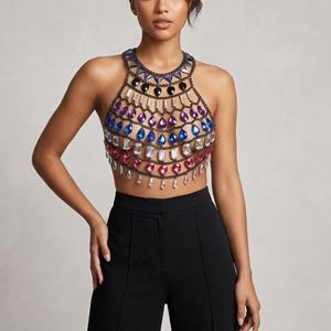 Flower Patterned Crystal Thigh Chain