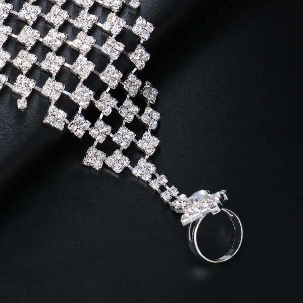 Glitter Rhinestone Ring Net Bracelet