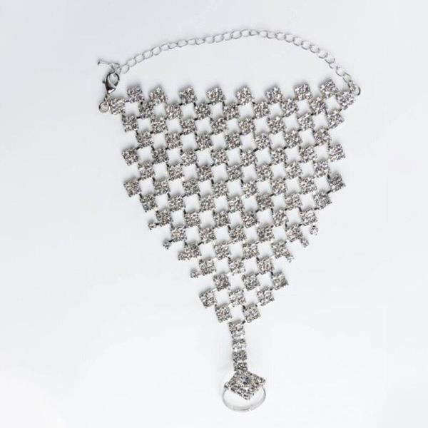 Glitter Rhinestone Ring Net Bracelet