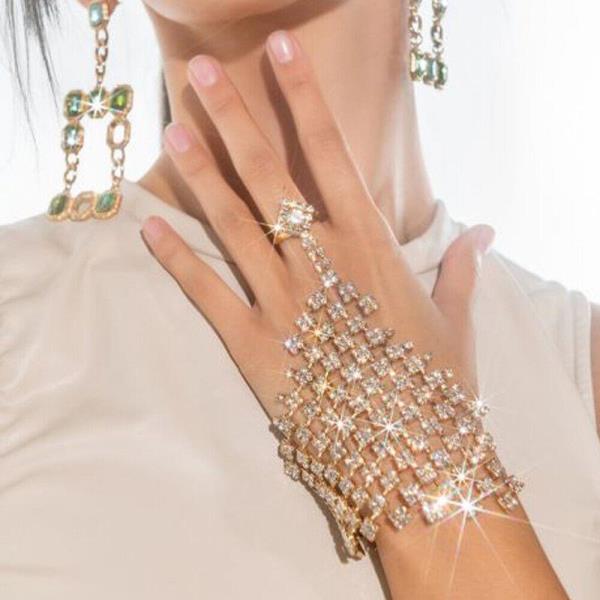 Glitter Rhinestone Ring Net Bracelet