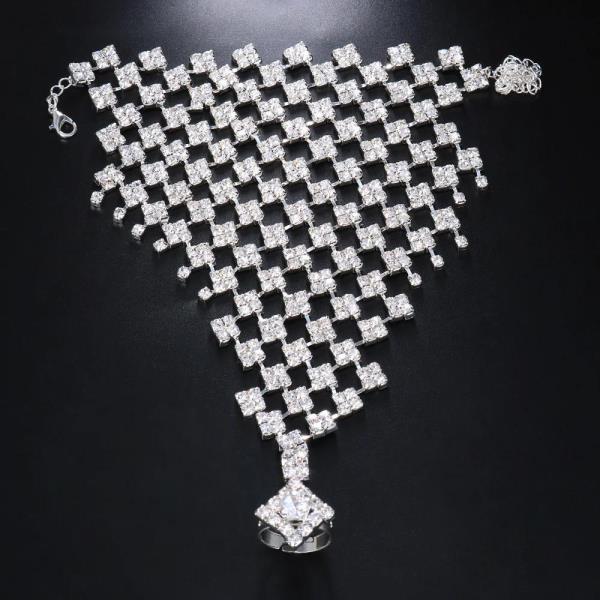 Glitter Rhinestone Ring Net Bracelet