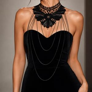 Gold Moon Tassel Chest Chain