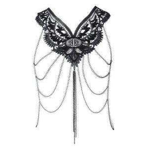 Gold Multi Tassel Crystal Drop Chest Chain