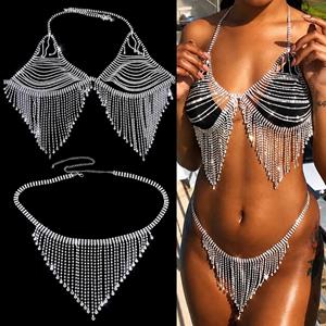 Twist Rhinestone Necklace Chest Bra Chain