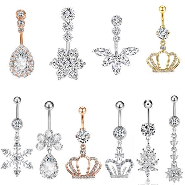 Stainless Steel Crystal Piercing Belly Button