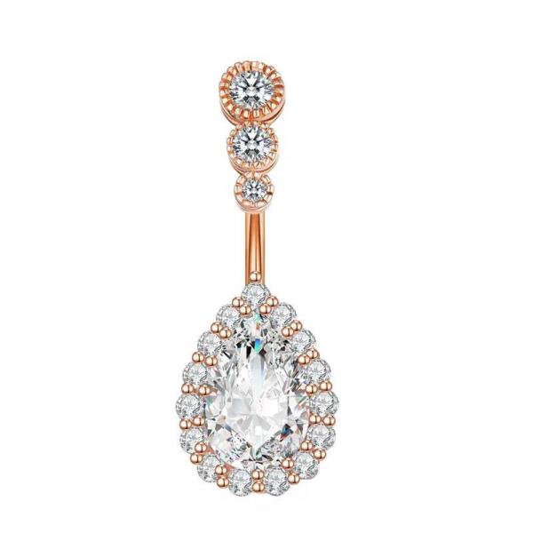 Stainless Steel Crystal Piercing Belly Button