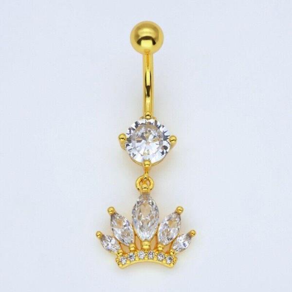 Stainless Steel Crystal Piercing Belly Button
