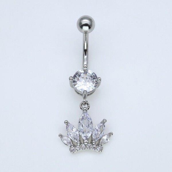 Stainless Steel Crystal Piercing Belly Button