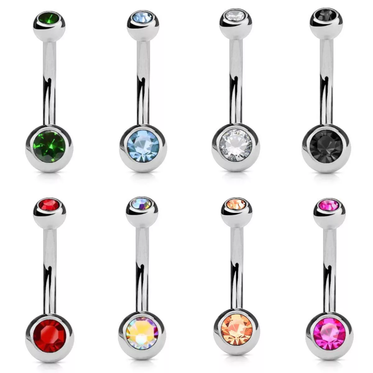 Stainless Steel Crystal Piercing Belly Button Ring