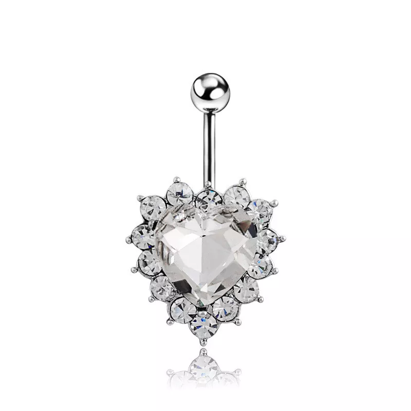 Heart Stainless Steel Dangle Belly Button